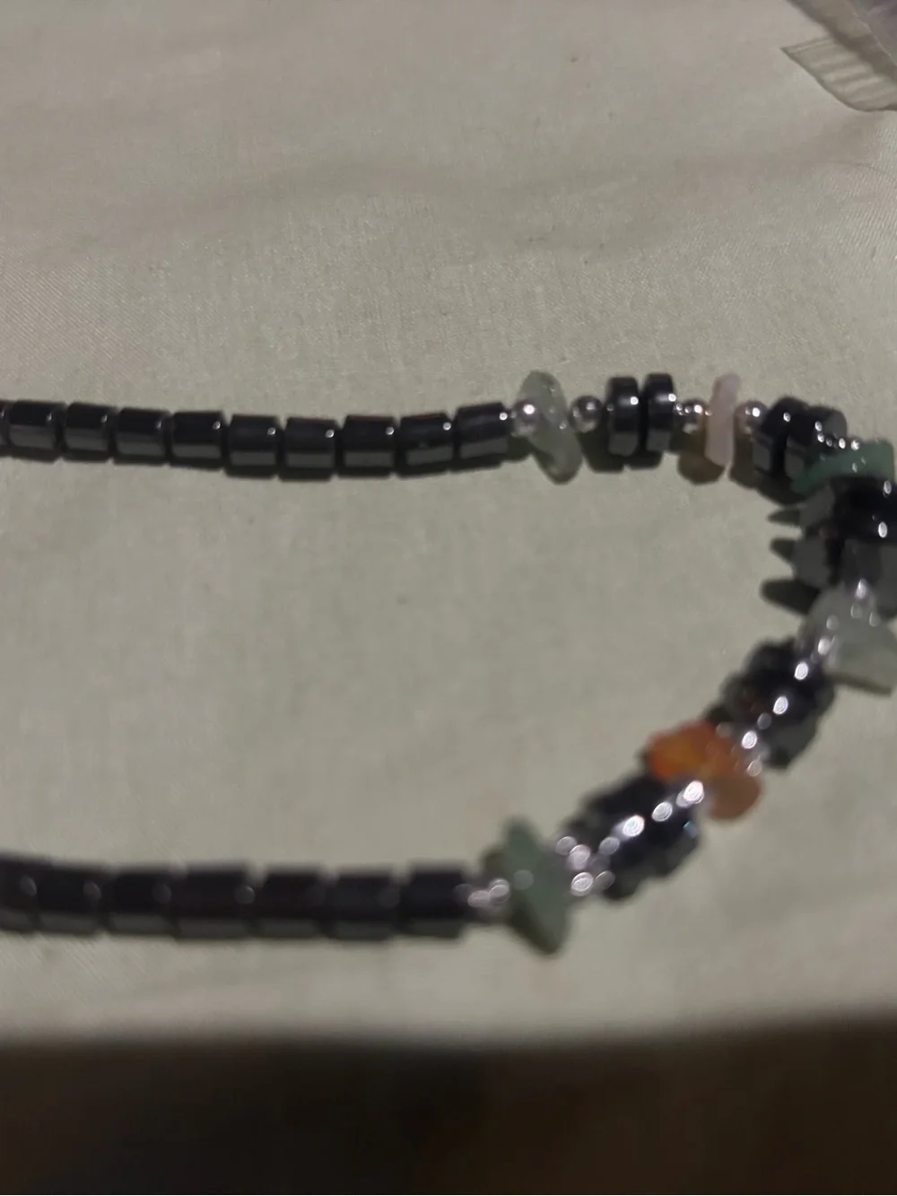 Multicolor Beaded Hematite and Stone Necklace - Unbranded